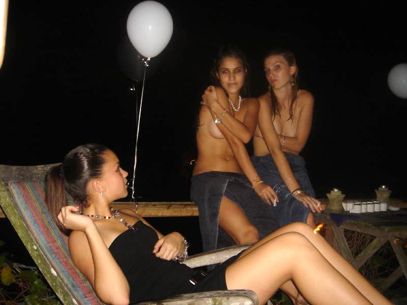 Night party & young girls in a pool 01