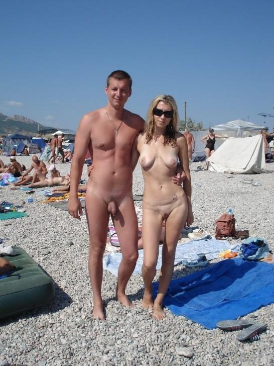 Nudist couples in public