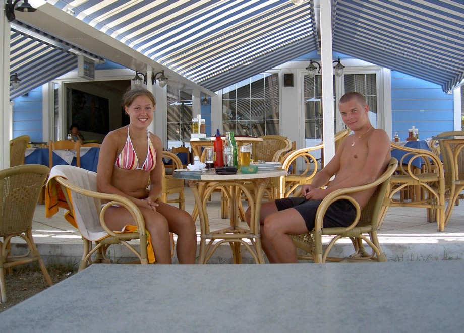 Teen blond girl on holiday  at the beach