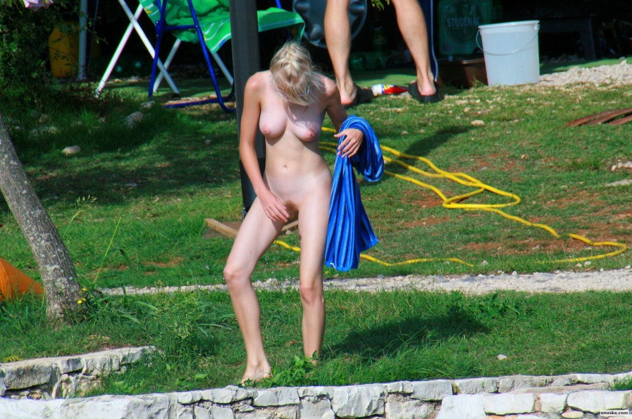 Perfect blond danish teen on nudist beach 