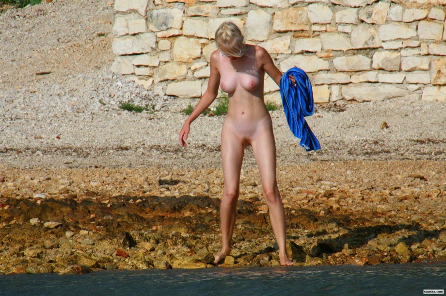 Perfect blond danish teen on nudist beach 