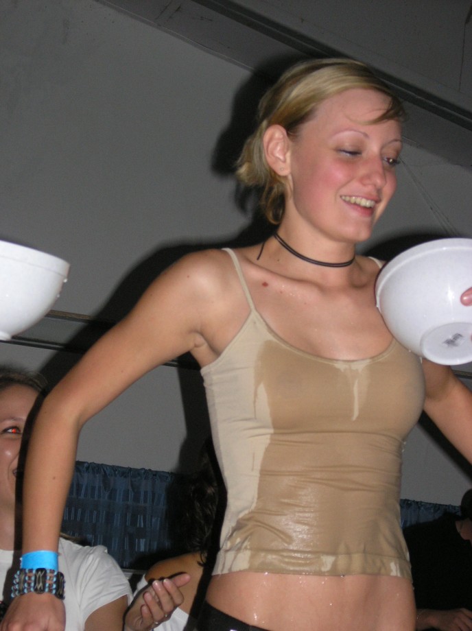 College initiations - wet t-shirt competition