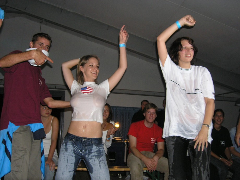 College initiations - wet t-shirt competition