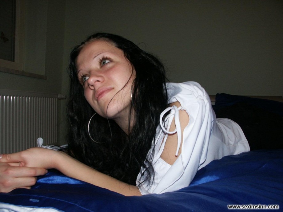 Nice ex girl chantal on blue bed 