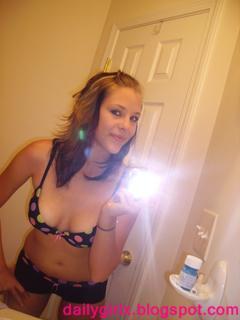 Selfshot pics - cute teen showing tits in bathroom