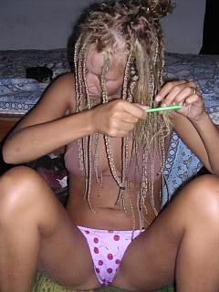 Blonde rasta-girl with boyfriend on vacation 