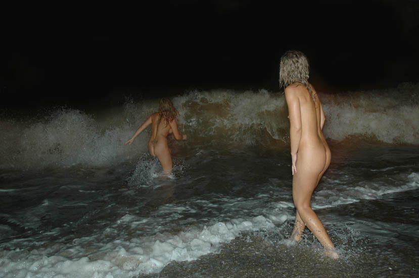 Lesbians at night beach