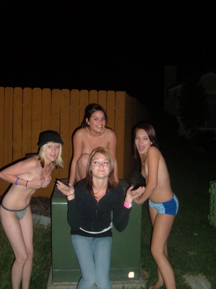 3 amateur girls -drunk and naked outdoor 