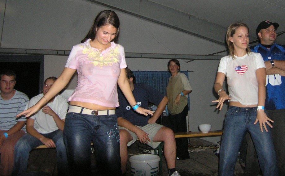 College girls and students wet tee shirt party