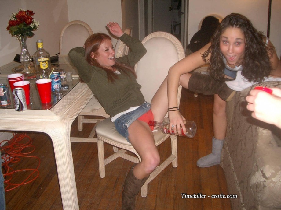 Young drunk girls at student party 29