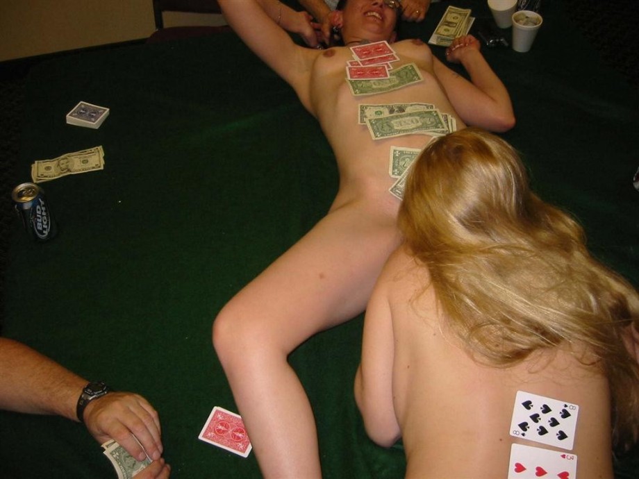 2 babes playing strip poker party