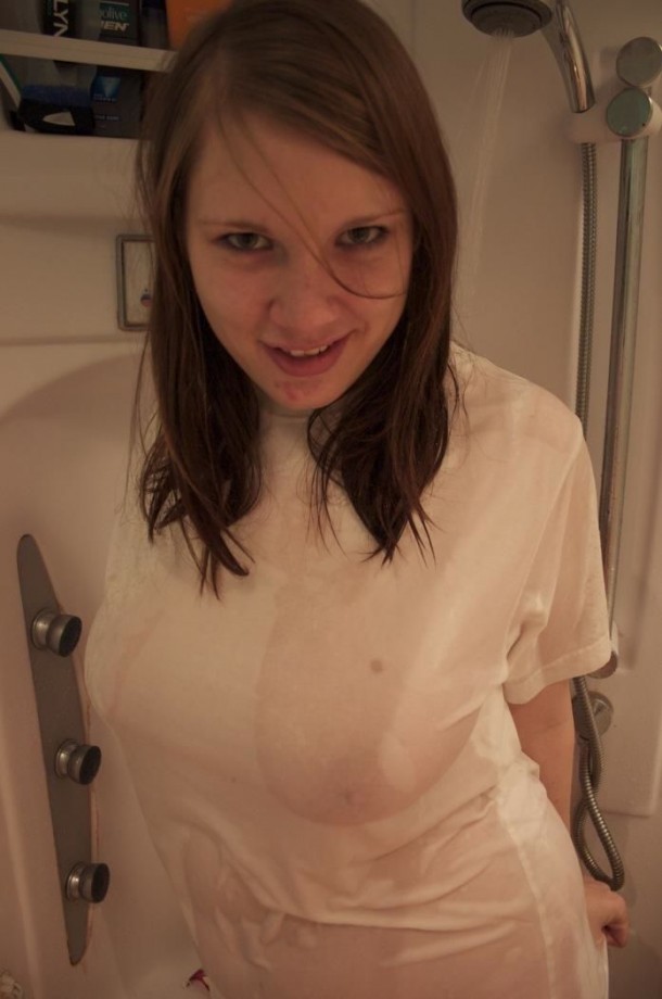 Bernadette shower blow job wet t shirt