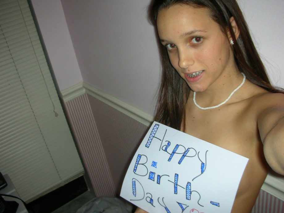 Cute teen selfshot with birthday wishes 