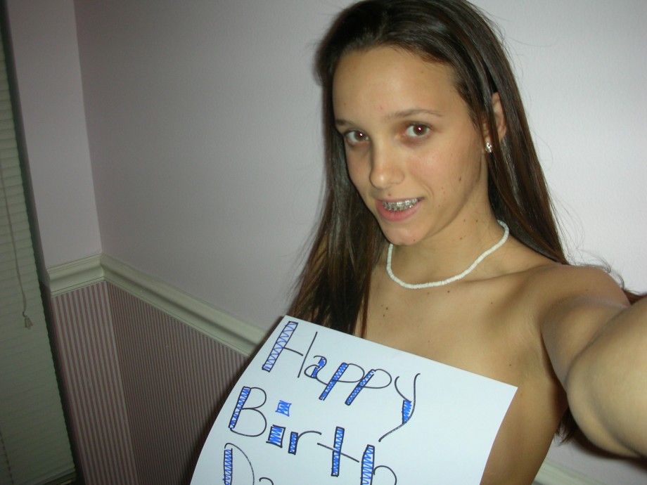 Cute teen selfshot with birthday wishes 