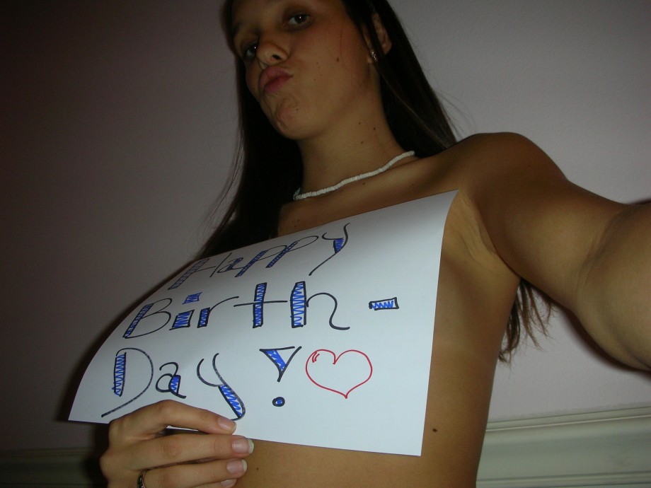 Cute teen selfshot with birthday wishes 