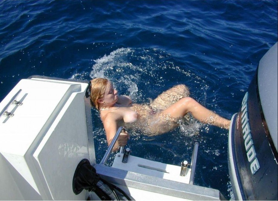 Two shaved girls on a boat 