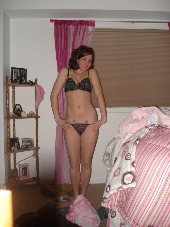 Sweet brunette girl getting naked 