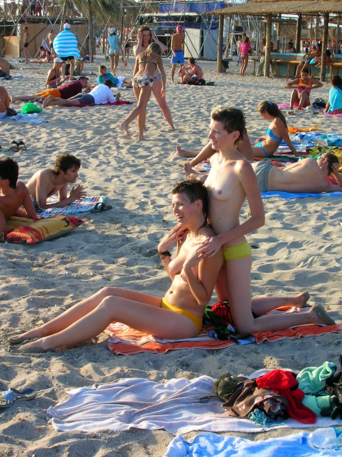 Russian and ukrainian girls on beach kazantip