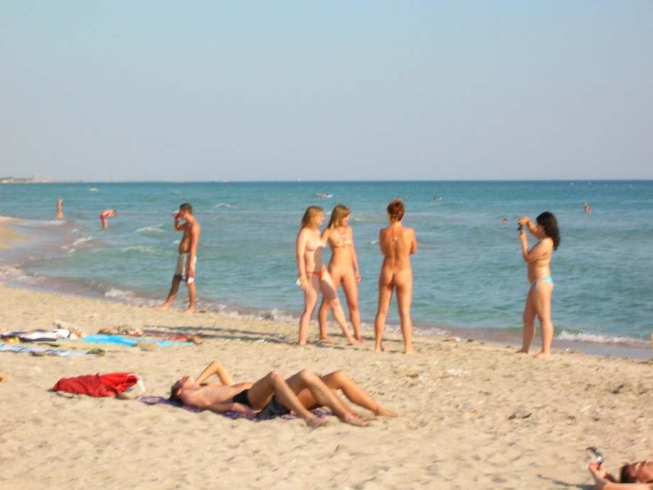 Russian and ukrainian girls on beach kazantip