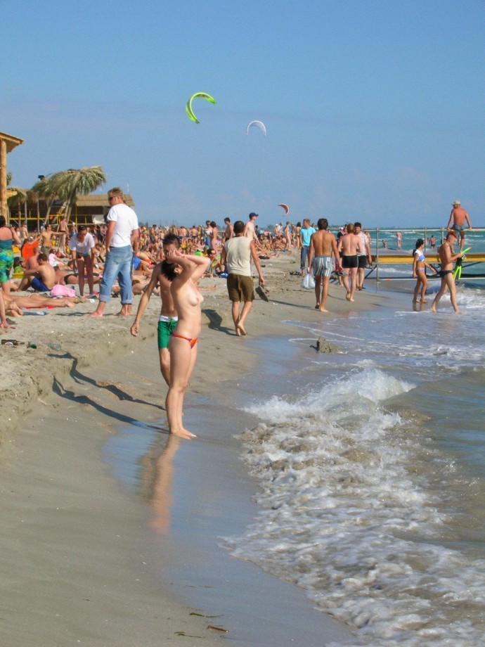 Russian and ukrainian girls on beach kazantip