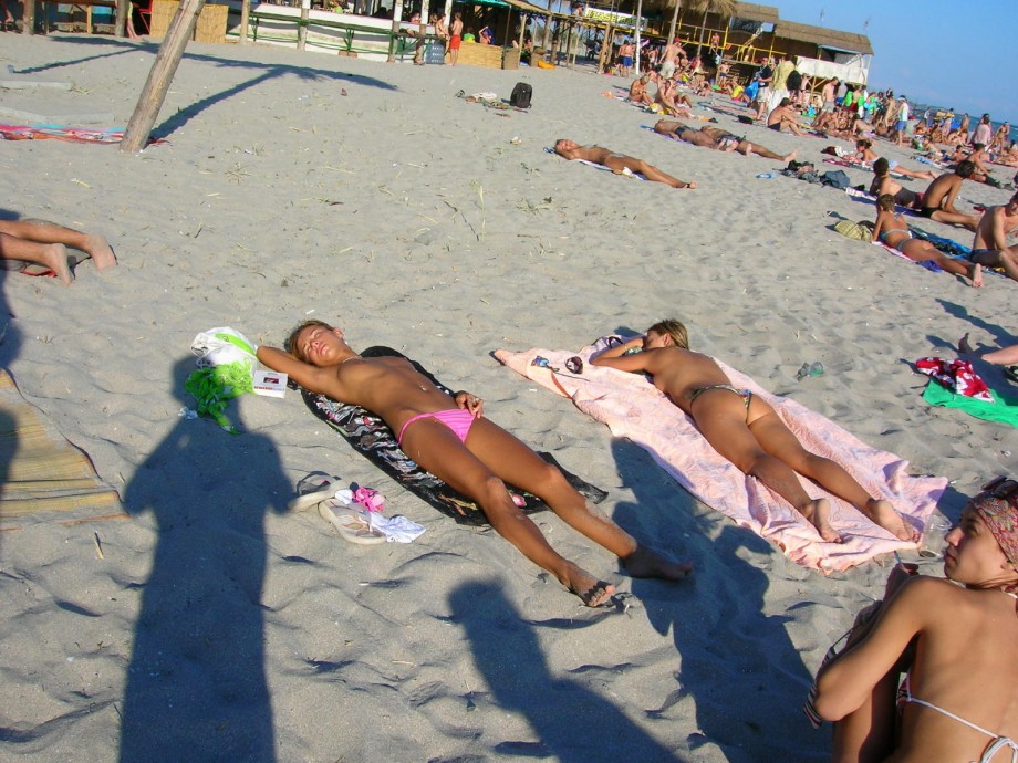 Russian and ukrainian girls on beach kazantip