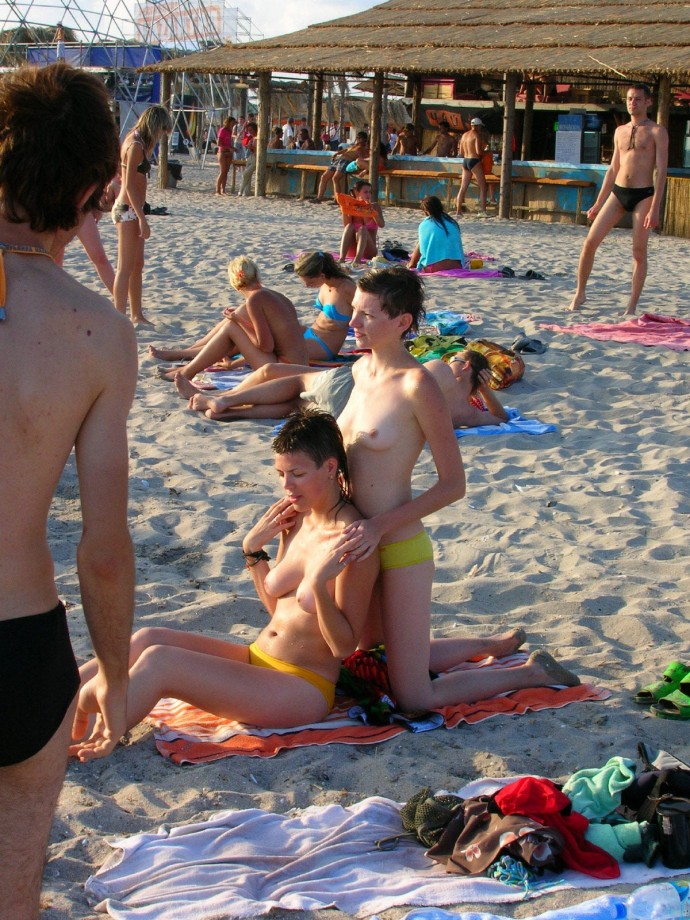 Russian and ukrainian girls on beach kazantip