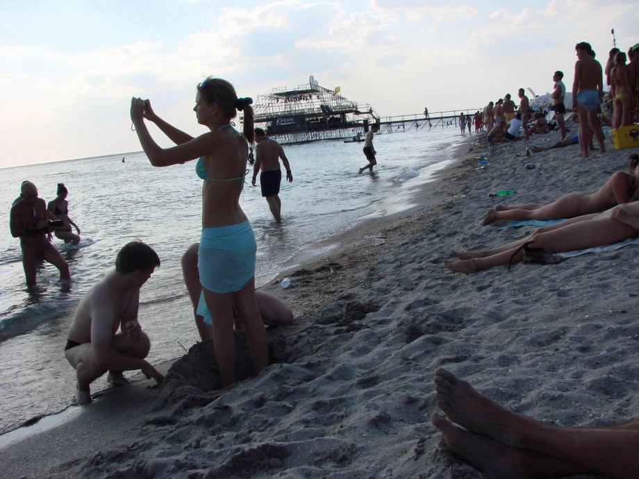 Russian and ukrainian girls on beach kazantip