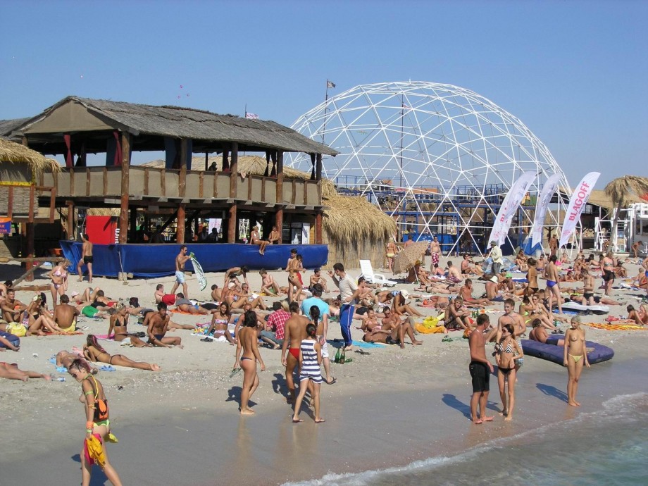 Russian and ukrainian girls on beach kazantip