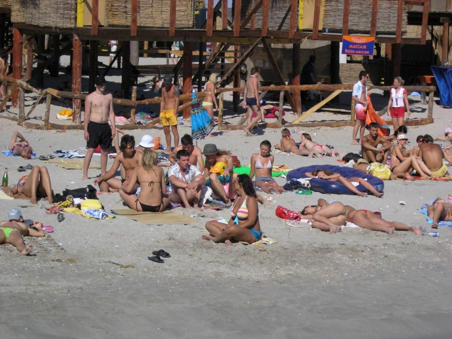 Russian and ukrainian girls on beach kazantip