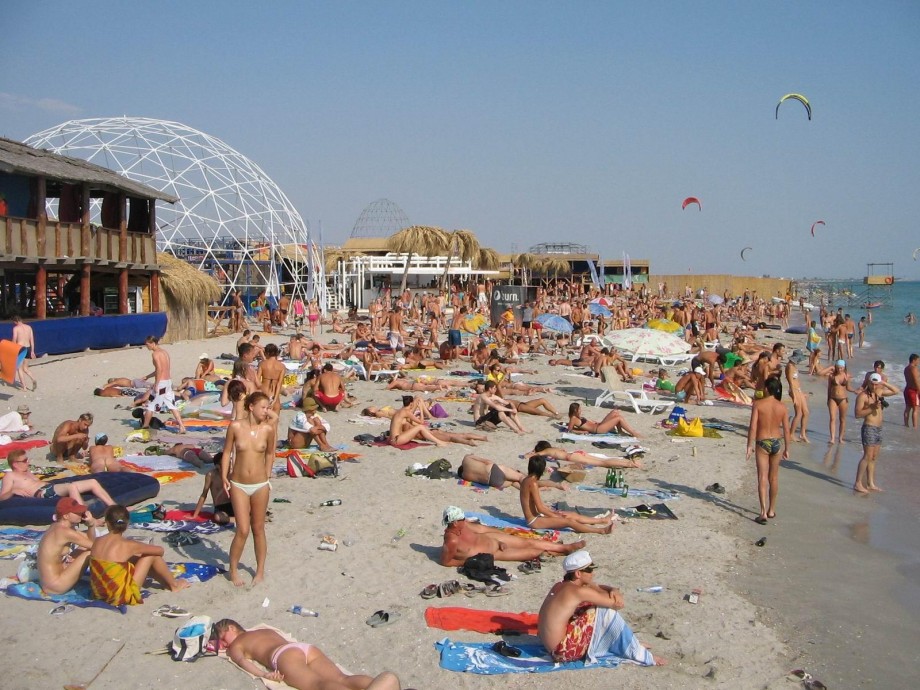 Russian and ukrainian girls on beach kazantip