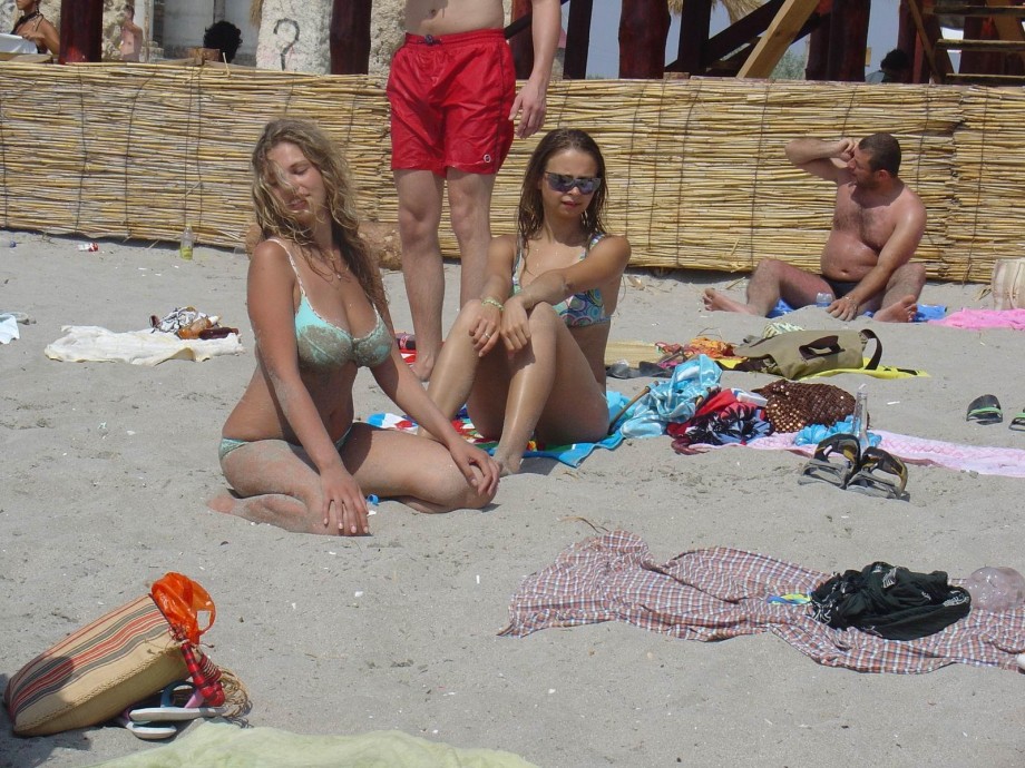 Russian and ukrainian girls on beach kazantip