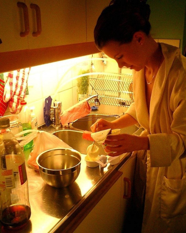 Young wife doing housework 