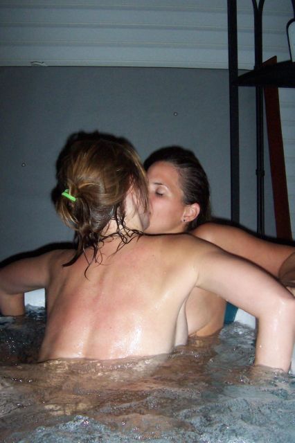 Lesbians in a hot tub