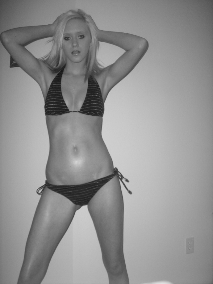 Slim blond girl in underwear