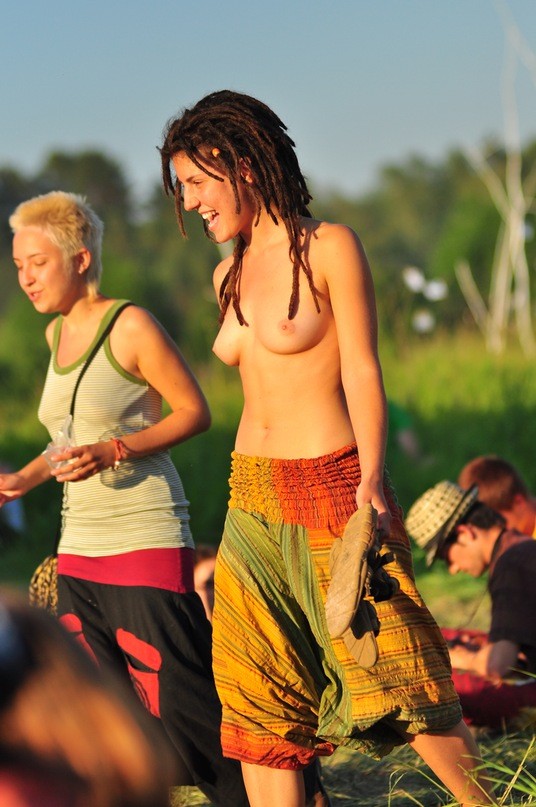 Naked russian girls at a music festival