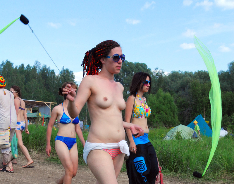 Naked russian girls at a music festival