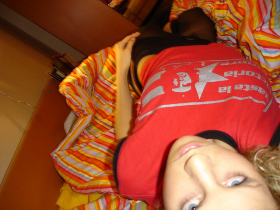 Selfshots - amateur teen in undewear on the bed