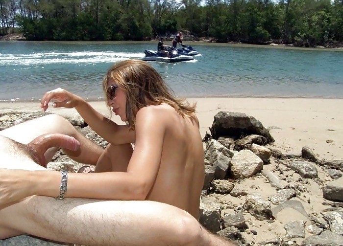 Naturist couples on beach