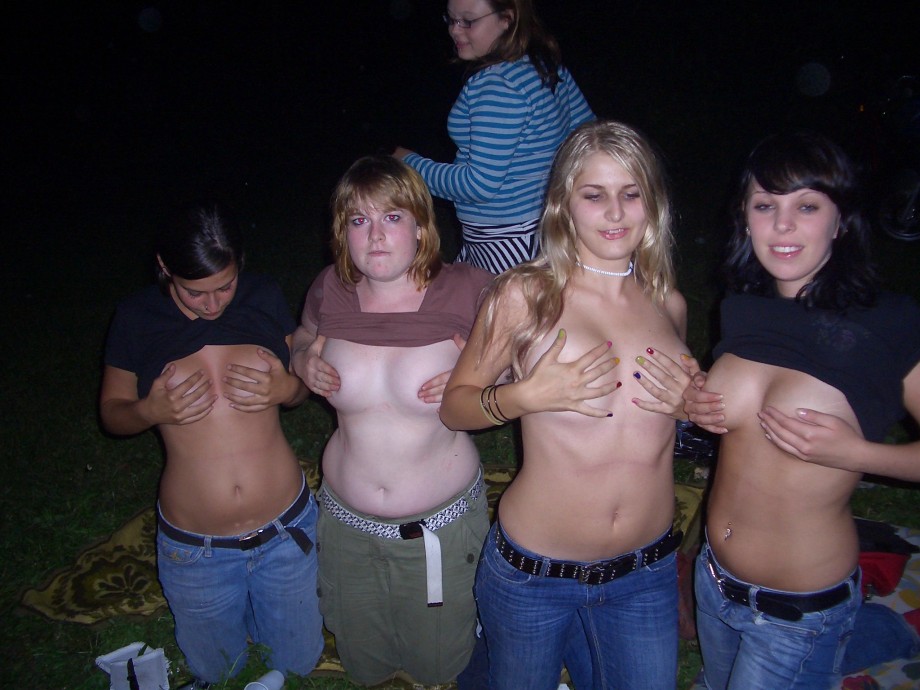 Party girls shows young tits