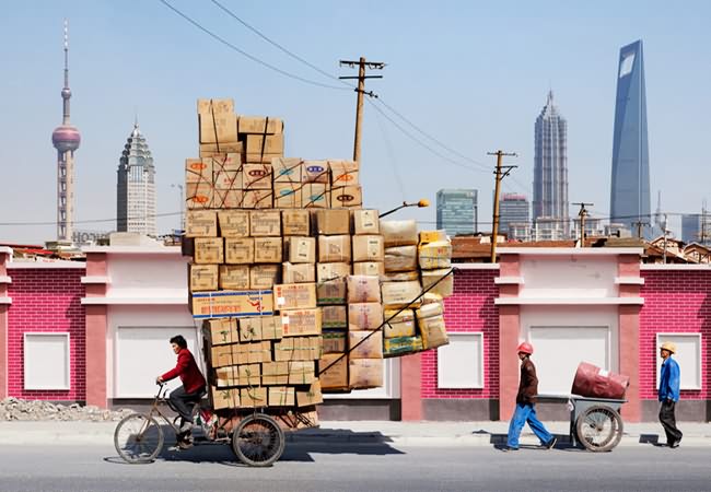 Overloaded bikes in china