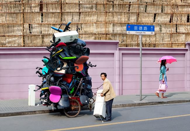 Overloaded bikes in china