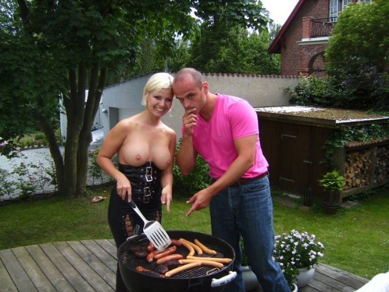 Funny blonde who likes sausages