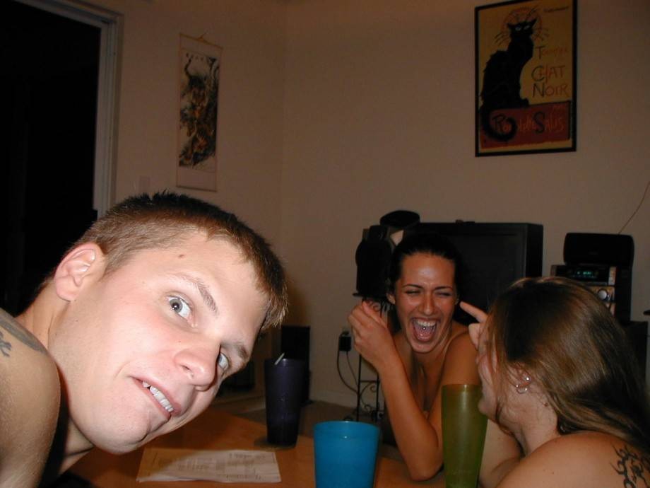 2 drunk couples having fun naked