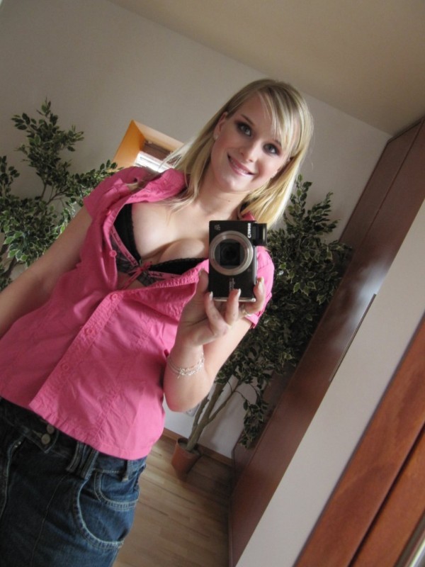 Blonde beauty selfshot in the mirror serie 36