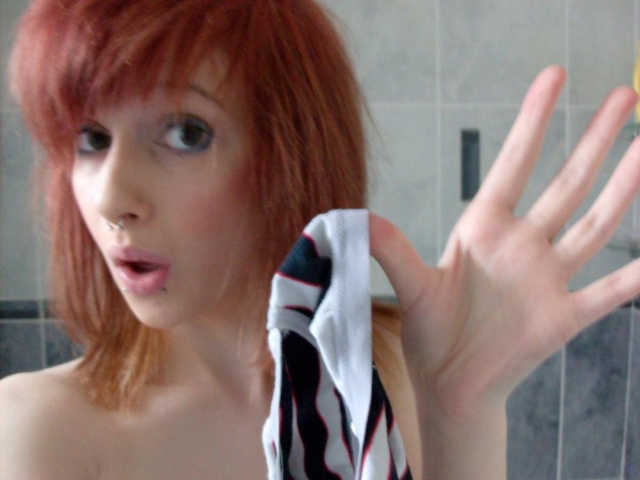 Pikotop - skinny teen posing in bathroom - redhead