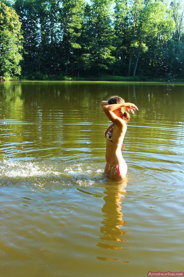 Sweet girlfriends make hot pictures at the lake