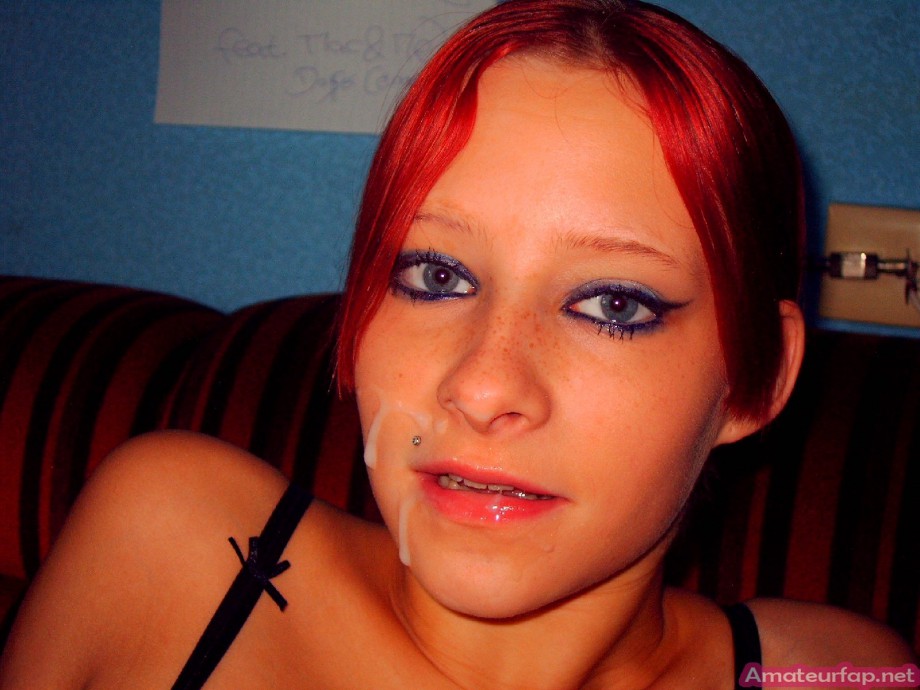 Punk redhead girl shows her plump tits