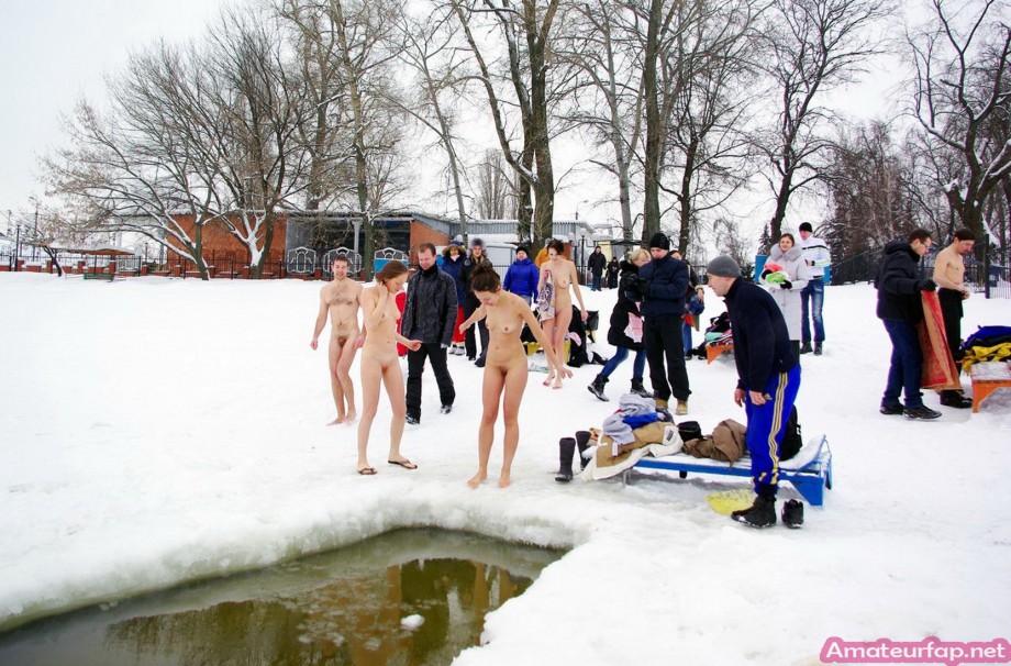 Horny students group makes hot pictures in winter