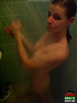 Cute petite teen with tiny boobs showering 3/9